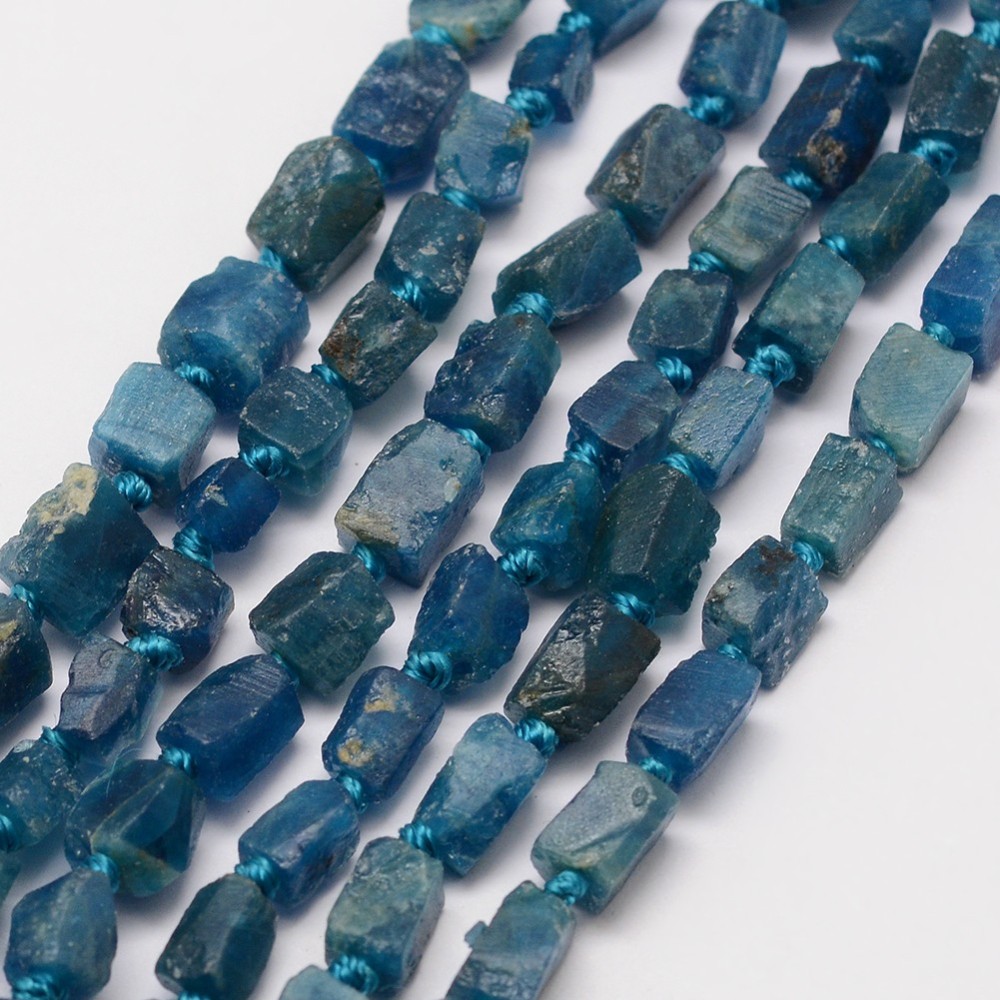 PandaHall Natural Apatite Beads Strands, Nuggets, 6~9x6~8x6~8mm, Hole: 1mm; about 40~45pcs/strand, 15.7" Apatite Nuggets