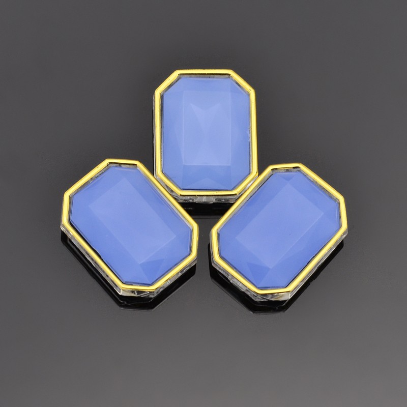 PandaHall Sew on Taiwan Acrylic Golden Plated, Garment Accessories, Rectangle, CornflowerBlue, 12x10x6mm, Hole: 1mm Acrylic Rectangle Blue