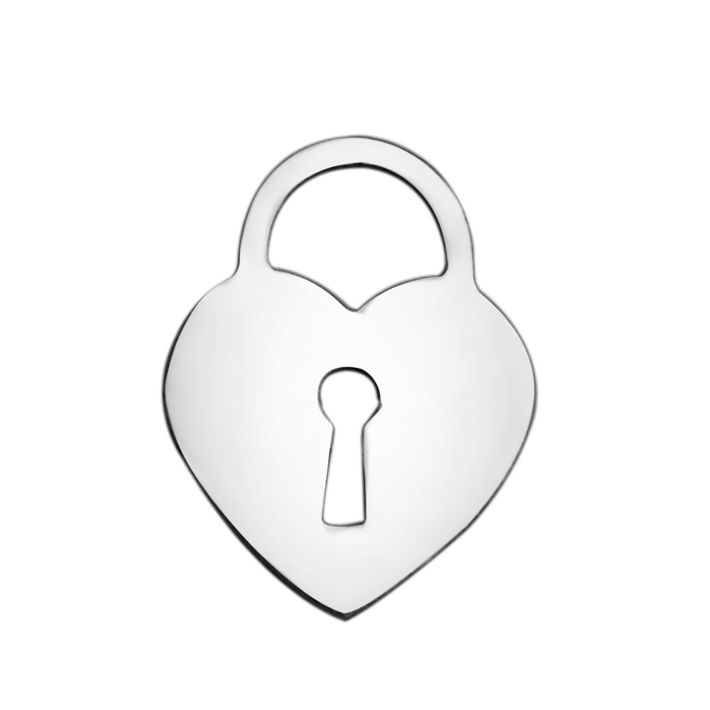 PandaHall 304 Stainless Steel Charms, Heart Lock, Stainless Steel Color, 12.7x9.7x1mm, Hole: 4.5mm Stainless Steel Lock