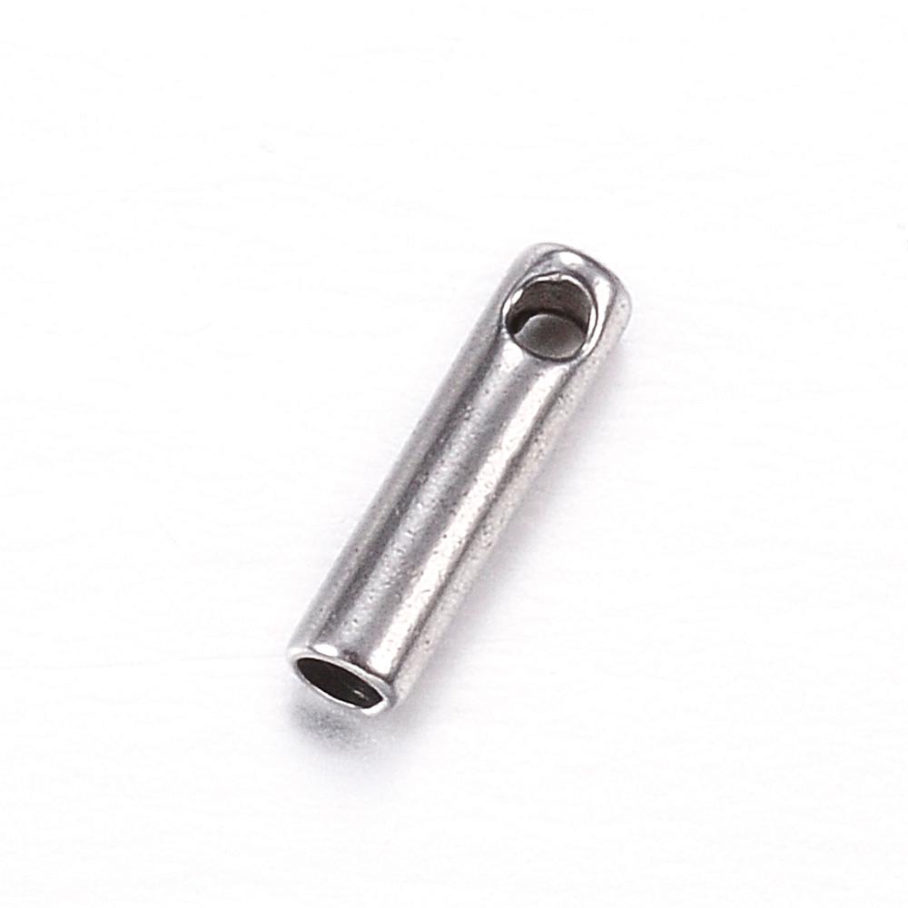 PandaHall 304 Stainless Steel Cord Ends, Stainless Steel Color, 7x2mm, Hole: 1mm Stainless Steel