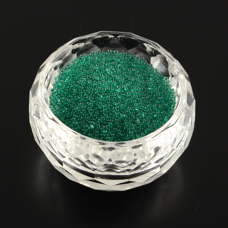 PandaHall Transparent DIY 3D Nail Art Decoration Mini Glass Beads, Tiny Caviar Nail Beads, SeaGreen, 0.6~0.8mm Glass Green