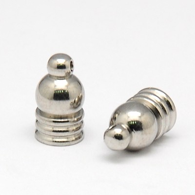 PandaHall 304 Stainless Steel Crod Ends, Stainless Steel Color, 12x7mm, Hole: 1mm; Inner Diameter: 5mm Stainless Steel