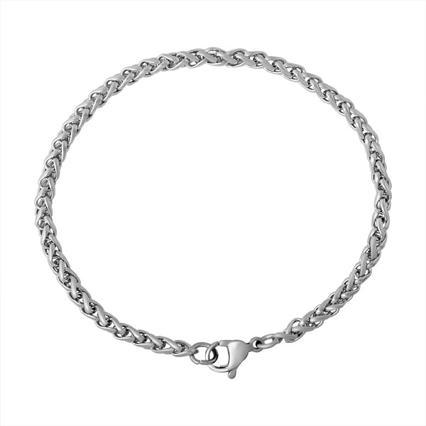 PandaHall 316 Stainless Steel Wheat Chain Bracelets, with Lobster Claw Clasps, Stainless Steel Color, 7-1/8"(180mm); 3mm Stainless Steel