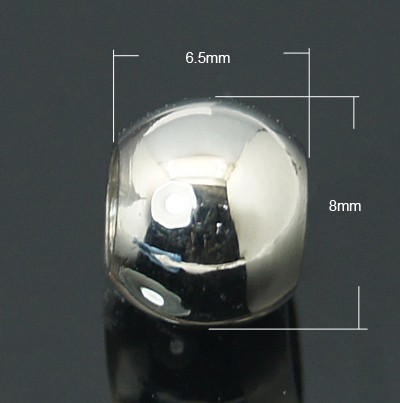 PandaHall 304 Stainless Steel Beads, 8x6.5mm, Hole: 4mm Stainless Steel Round