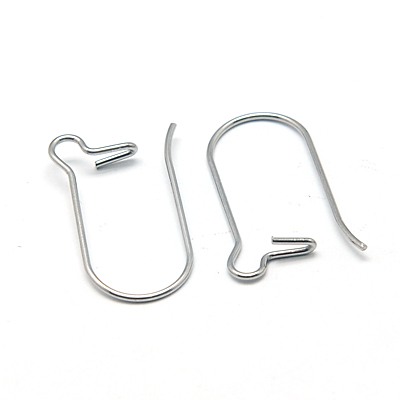 PandaHall 304 Stainless Steel Hoop Earrings Findings Kidney Ear Wires, 20x10mm, Pin: 0.7mm Stainless Steel