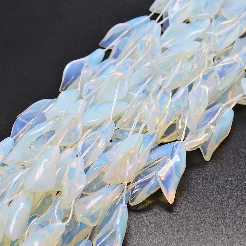 PandaHall Opalite Bead Strands, Calla Lily, 32~38x14~18x11mm, Hole: 1mm; about 10pcs/strand, 16" Opalite Flower