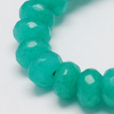 PandaHall Natural Jade Bead Strands, Dyed, Faceted, Rondelle, LightSeaGreen, 6x4mm, Hole: 0.5mm, 15.5" Other Jade Rondelle Green