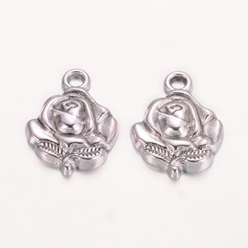 PandaHall Tibetan Style Rose Pendant, Lead Free, Cadmium Free and Nickel Free, Antique Silver, 20mm long, 14mm wide, 3.5mm thick hole: 2mm...