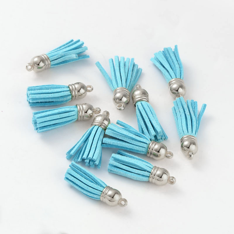 PandaHall Suede Tassels, with CCB Plastic Findings, Nice for DIY Earring or Cell Phone Straps Making, LightSkyBlue, 38x10mm, Hole: 2mm Suede...