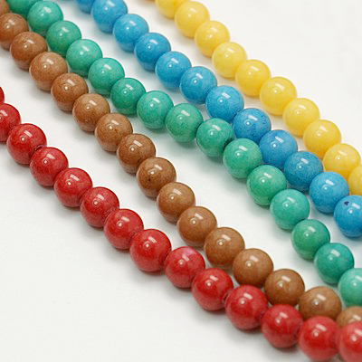 PandaHall Natural Mashan Jade Round Beads Strands, Dyed, Mixed Color, 12mm, Hole: 1mm; about 34pcs/strand, 15.7" Mashan Jade Round...