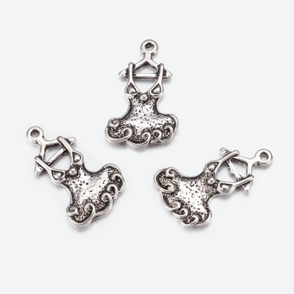 PandaHall Tibetan Style Pendants, Lead Free, Cadmium Free and Nickel Free, Dress, Antique Silver, about 28mm long, 17mm wide, 3mm thick...