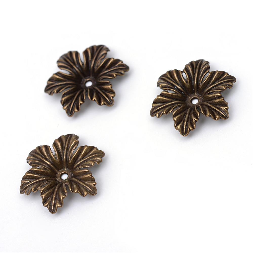 PandaHall 6-Petal Tibetan Style Alloy Bead Caps, Cadmium Free & Nickel Free & Lead Free, Antique Bronze, 21x19x4mm, Hole: 1mm; about...