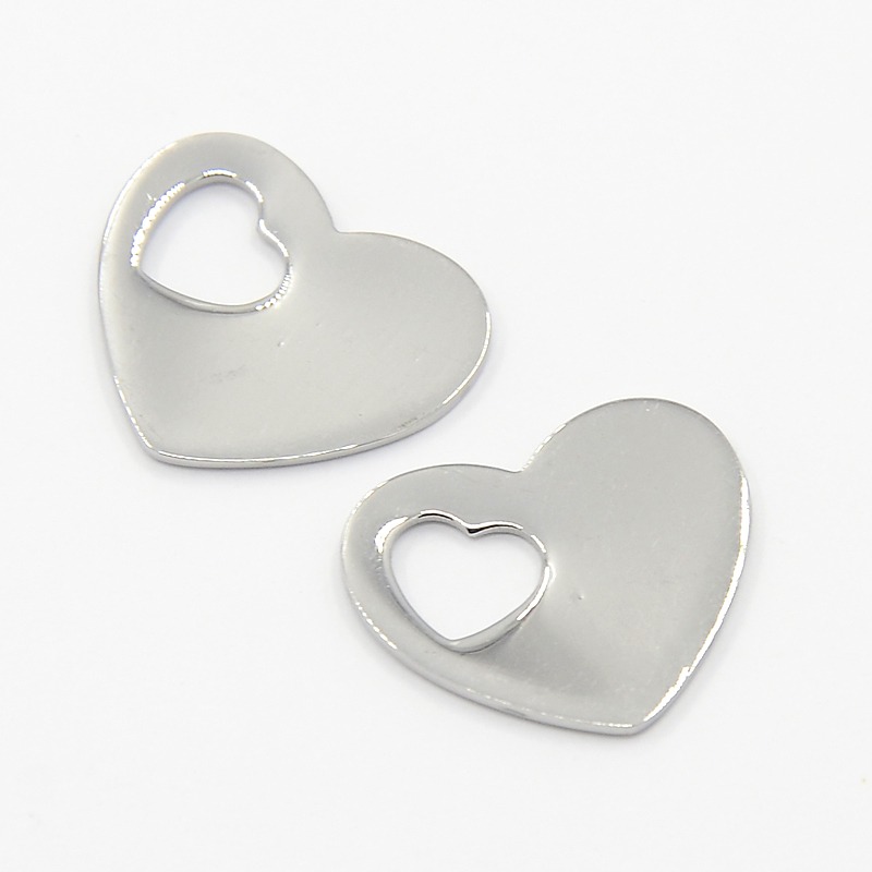 PandaHall 304 Stainless Steel Blank Stamping Tag Heart Charms Pendants, Stainless Steel Color, 15x18x1~1.5mm, Hole: 6x5mm Stainless Steel...