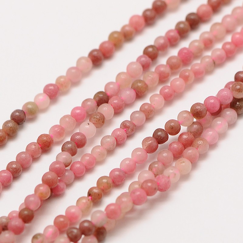 PandaHall Natural Gemstone Rhodochrosite Round Beads Strands, 3mm, Hole: 0.8mm; about 126pcs/strand, 16" Rhodochrosite Round