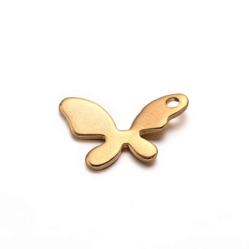 PandaHall Butterfly 304 Stainless Steel Charms, Golden, 9x14x1mm, Hole: 1mm Stainless Steel Butterfly