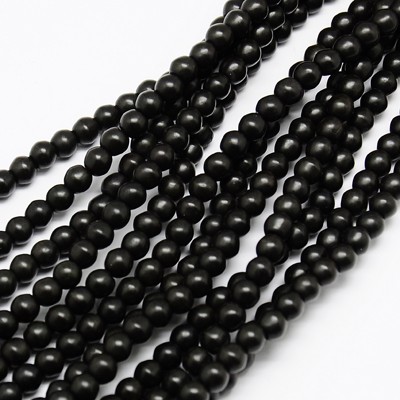PandaHall Synthetic Turquoise Beads Strands, Dyed, Round, Black, 6mm, Hole: 1mm; about 67pcs/strand, 15.75" Synthetic Turquoise Round Black