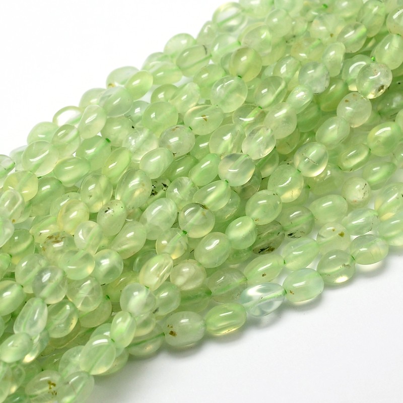 PandaHall Natural Prehnite Nuggets Beads Strands, 5~10x6~7x3~7mm, hole: 1mm; about 14.9"~15.7" Prehnite Nuggets
