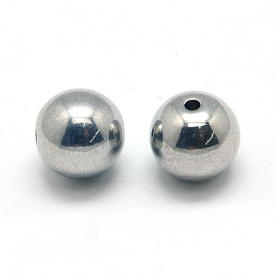 PandaHall 304 Stainless Steel Beads, Round, Stainless Steel Color, 10mm, Hole: 2mm Stainless Steel Round