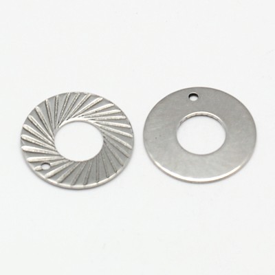 PandaHall 304 Stainless Steel Blank Stamping Tag Pendants, Donut, Stainless Steel Color, 15x0.5mm, Hole: 1mm Stainless Steel Donut