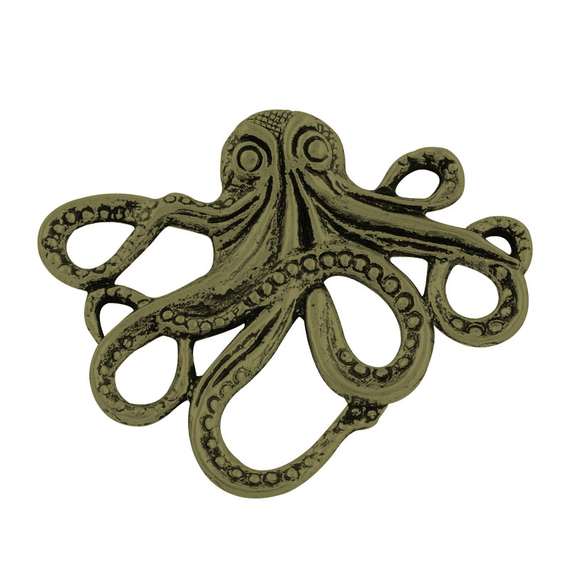 PandaHall Tibetan Style Alloy Octopus Cabochons, Cadmium Free & Nickel Free & Lead Free, Antique Bronze, 36x43x6mm Alloy Fish