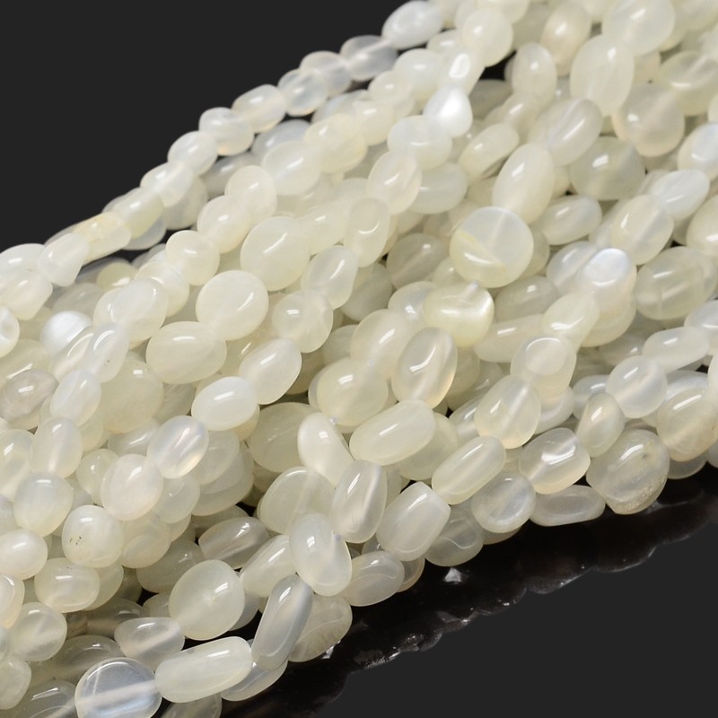 PandaHall Natural Moonstone Nuggets Beads Strands, 5~10x6~7x3~7mm, hole: 1mm; about 14.9"~15.7" Moonstone Nuggets