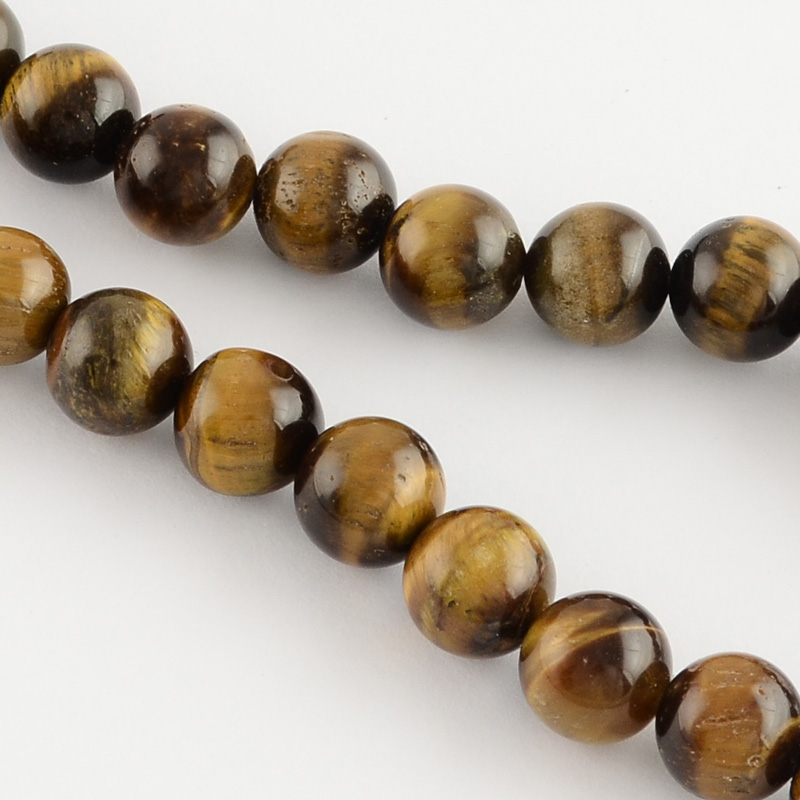 PandaHall Natural Tiger Eye Round Bead Strands, 12mm, Hole: 1.5mm; about 33pcs/strand, 15.3" Tiger Eye Round Brown
