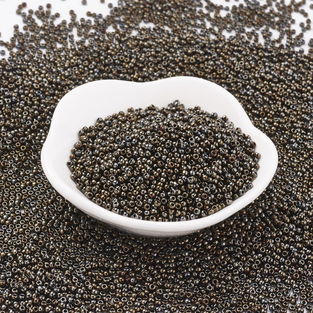 PandaHall TOHO&reg Japan Import Glass Round Seed Beads, 11/0 Metallic, DarkOliveGreen, 2x1.5mm, Hole: 0.5mm; about 933pcs/10g Glass Green