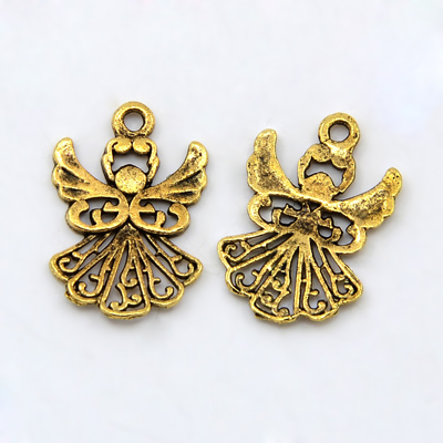PandaHall Tibetan Style Pendants, Lead Free, Angel, Antique Golden, 20x14x1mm,  Hole : 1.5mm Alloy Angel & Fairy