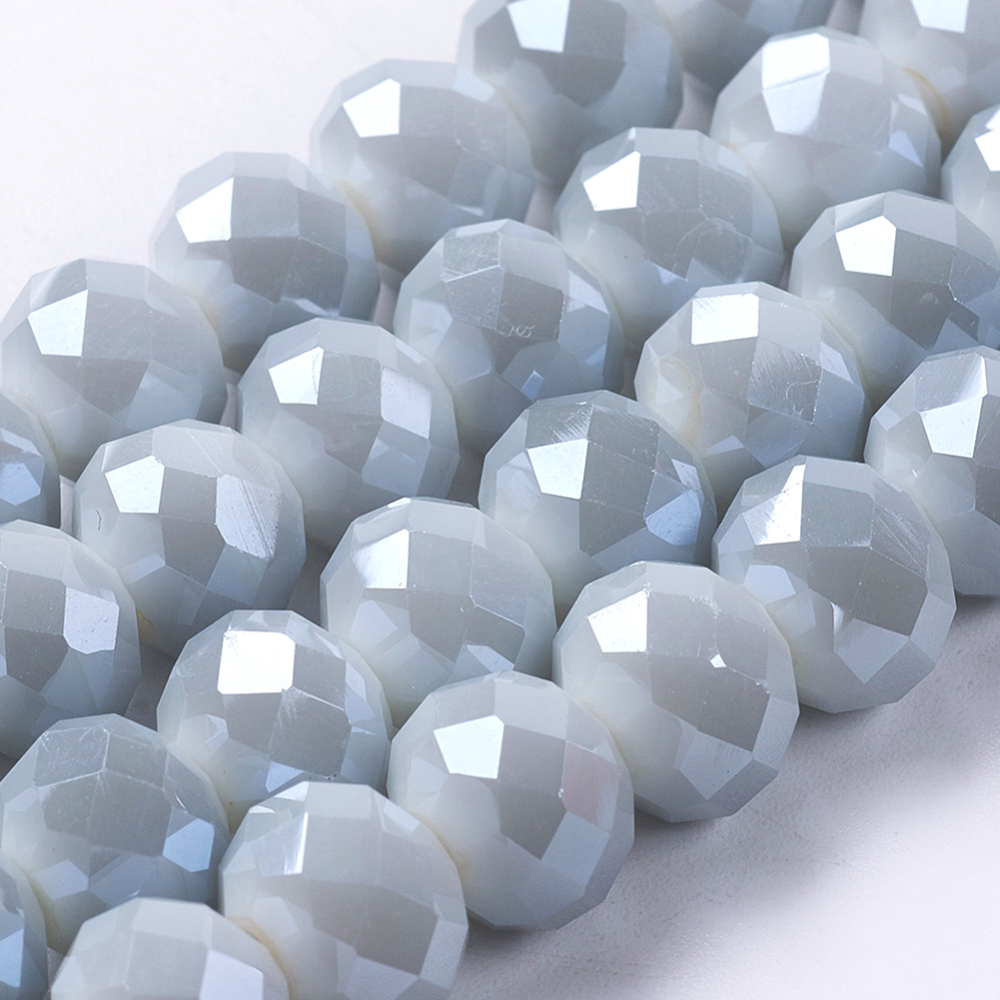 PandaHall Electroplate Glass Beads Strands, Imitation Jade, Faceted Rondelle, WhiteSmoke, 10x8mm, Hole: 1mm; about 72pcs/strand, 22.4" Glass...