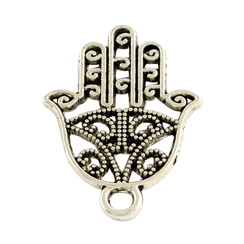 PandaHall Tibetan Style Alloy Pendants, Lead Free & Cadmium Free, Hamsa Hand/Hand of Fatima/Hand of Miriam, Antique Silver, 21x15x1.5mm...