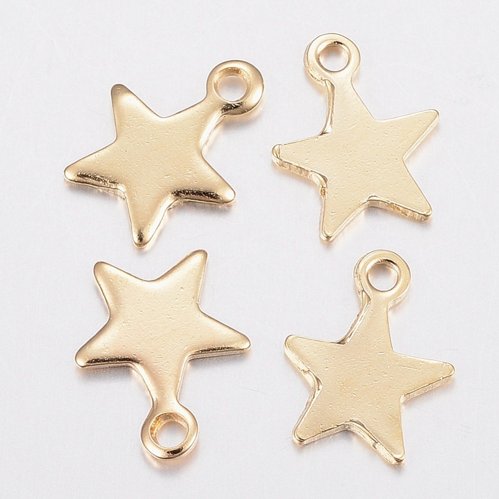 PandaHall 304 Stainless Steel Charms, Star, Golden, 10x8x1mm, Hole: 1.2mm Stainless Steel Star