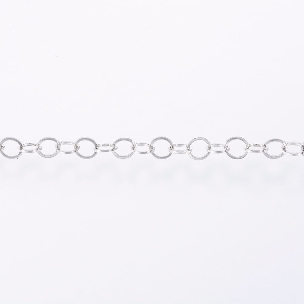 PandaHall Handmade 304 Stainless Steel Cable Chains, with Spool, Stainless Steel Color, 3x0.3mm; about 20m/roll Stainless Steel