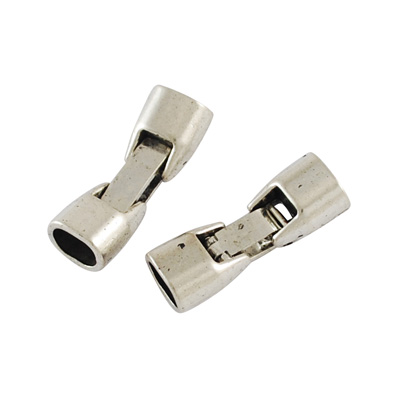PandaHall Alloy Fold Over Clasps, Cadmium Free & Nickel Free & Lead Free, Antique Silver, 30x10mm, Hole: 5x8mm Alloy