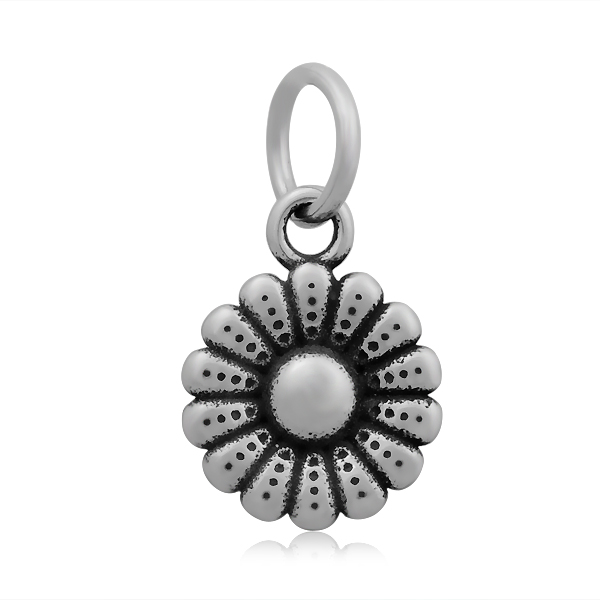 PandaHall Flower 316 Stainless Steel Charms, Antique Silver, 15x11x2mm, Hole: 5mm; Jumpring: 7x1mm Stainless Steel Flower