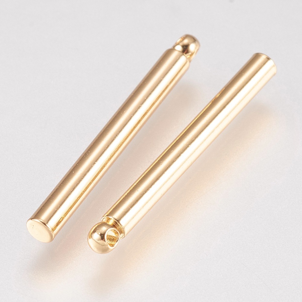 PandaHall Brass Pendants, Bar, Real Gold Plated, 20x2x2mm, Hole: 1mm Brass Others