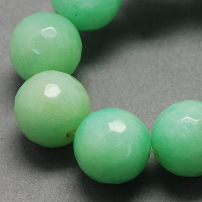 PandaHall Natural Jade Bead Strands, Dyed, Faceted, Round, PaleGreen, 10mm; Hole: 1mm; 38pcs/strand, 14.5" Other Jade Round Green