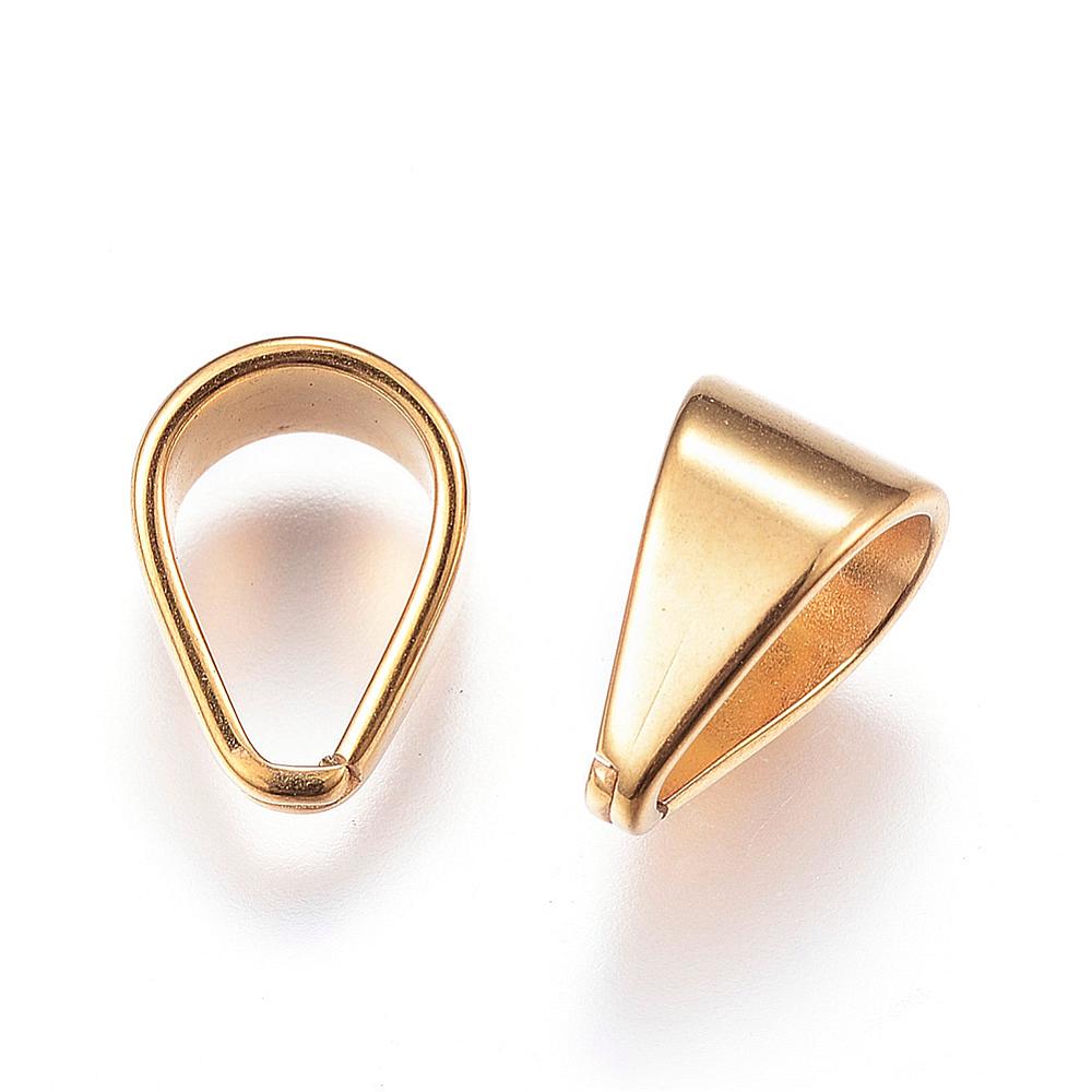 PandaHall 304 Stainless Steel Snap On Bails, Golden, 11x8.5x7mm, Hole: 6.5x9.5mm Stainless Steel