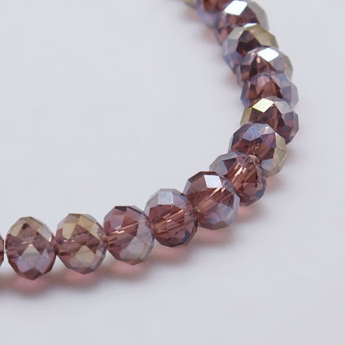 PandaHall Electroplate Glass Bead Strands, AB Color, Faceted, Rondelle, Purple, 6x4mm, Hole: 1mm; about 101pcs/strand, 18.5" Glass Rondelle...