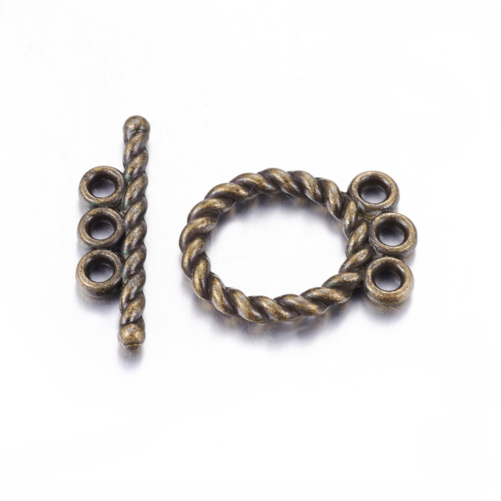 PandaHall Tibetan Style Toggle Clasps, Lead Free & Cadmium Free & Nickel Free, Antique Bronze Color, Ring: 12.5mm in diameter, 16mm long...
