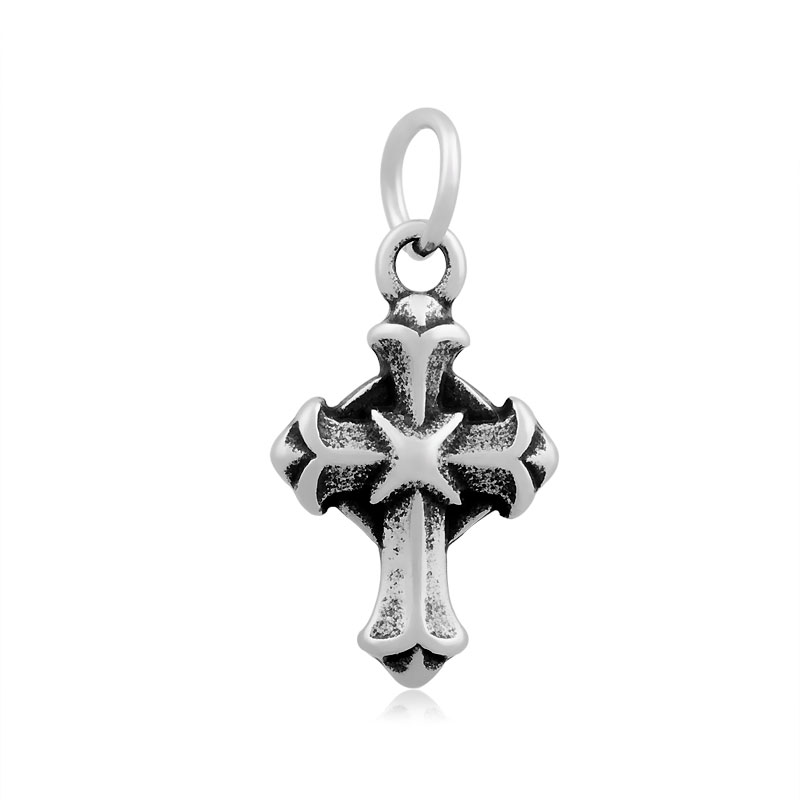 PandaHall Latin Cross 316 Stainless Steel Gothic Pendants, Antique Silver, 21x13x3mm, Hole: 5mm Stainless Steel+Other Material Cross