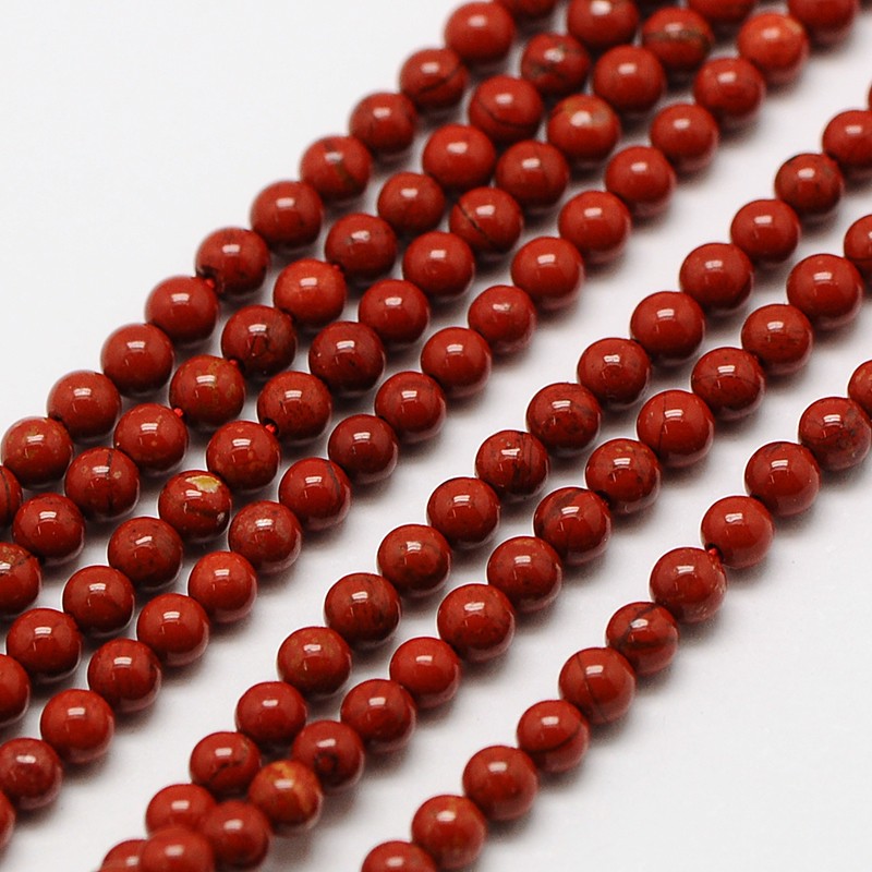 PandaHall Natural Red Jasper Round Bead Strands, 2mm, Hole: 0.8mm; about 184pcs/strand, 16" Red Jasper Round