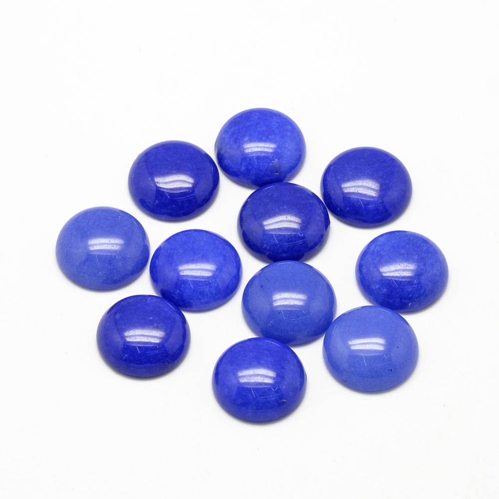 PandaHall Natural White Jade Cabochons, Dyed, Half Round/Dome, RoyalBlue, 12x5mm White Jade Half Round Blue