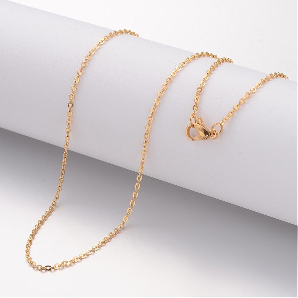PandaHall 304 Stainless Steel Necklace Making, Cable Chains, with Lobster Clasps, Golden, 17.72"(450mm); 1.5mm Stainless Steel