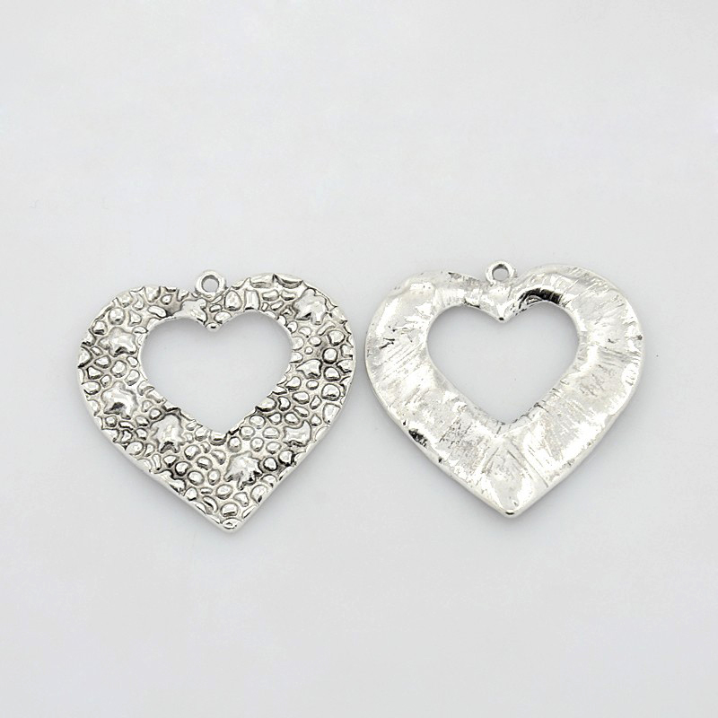 PandaHall Alloy Pendants, Heart, Antique Silver, Lead Free and Cadmium Free, 35x36x2mm, Hole: 2mm Alloy Heart