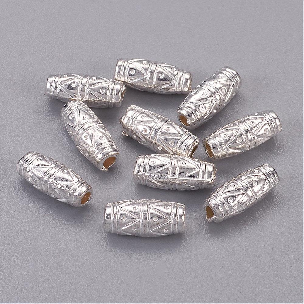 PandaHall Tibetan Silver Beads, Lead Free and Cadmium Free, 11mm long, 5mm wide, hole: 2mm Alloy Tube Silver