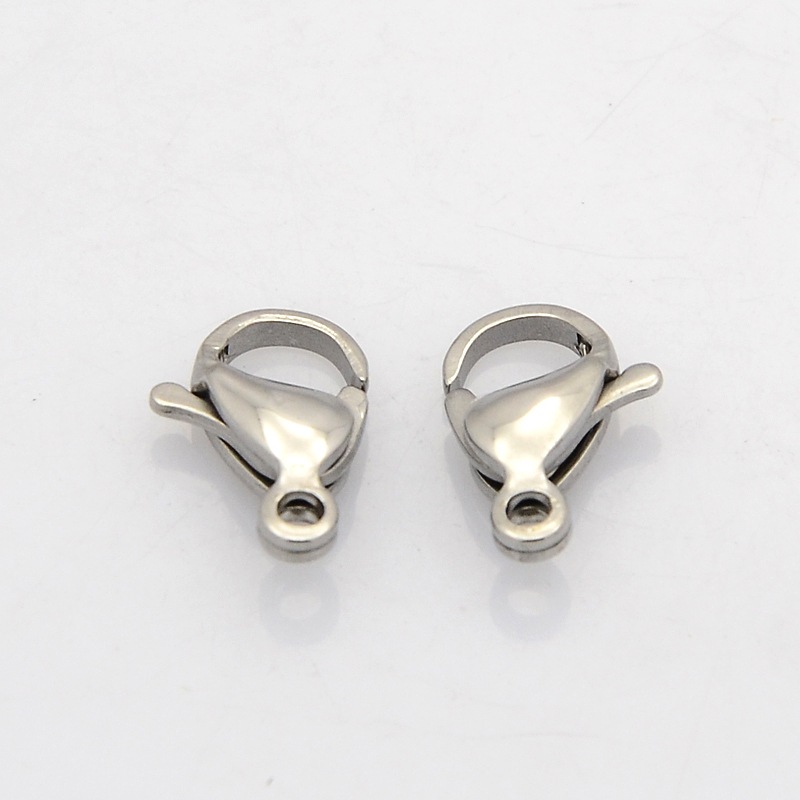 PandaHall 304 Stainless Steel Lobster Claw Clasps, Grade A, Stainless Steel Color, 10x6x3mm, Hole: 1.5mm Stainless Steel Others