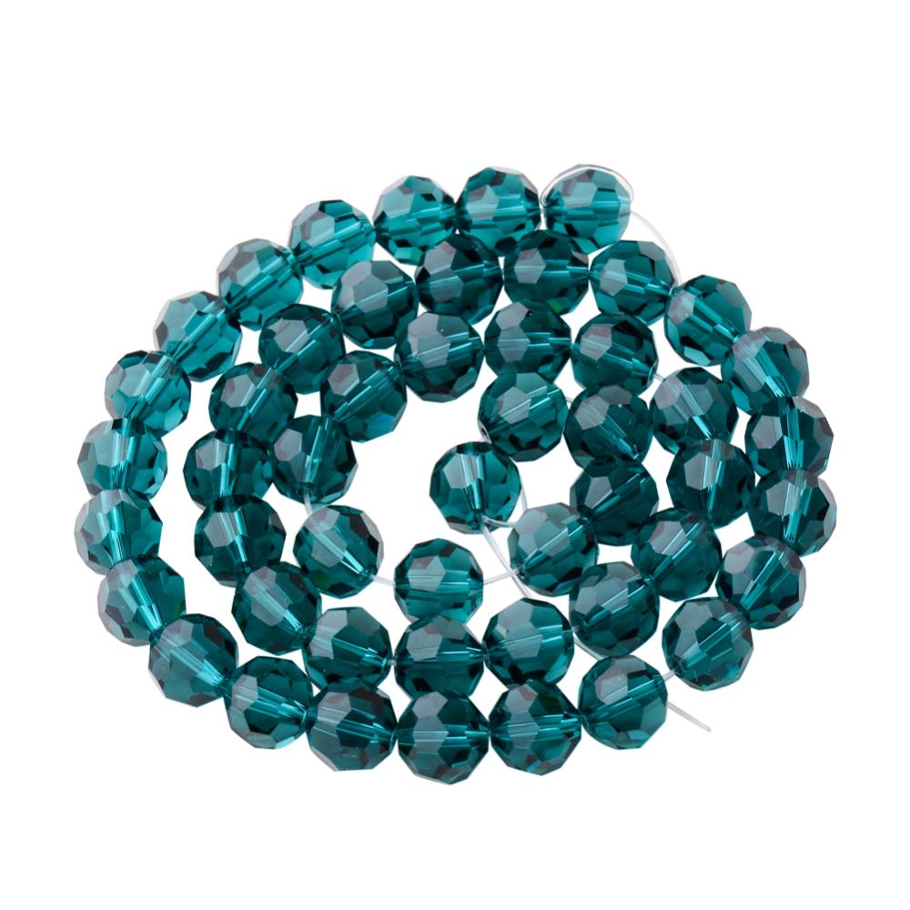 PandaHall Faceted Round Imitation Austrian Crystal Bead Strands, Grade AAA, Teal, 8mm, Hole: 1mm; about 50pcs/strand, 15.7" Glass Round Cyan