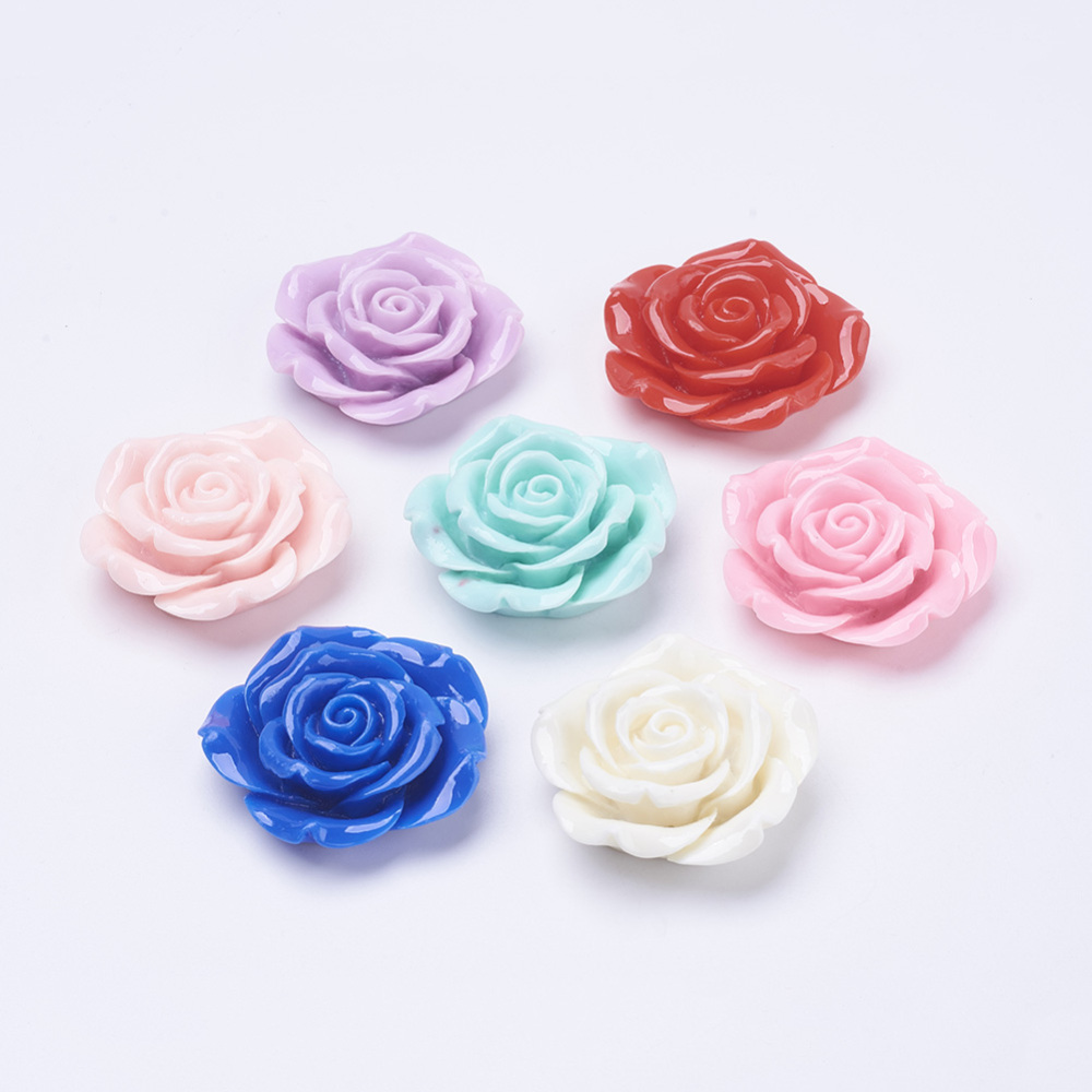 PandaHall Mixed Resin Flower Cabochons 42x16mm Resin Flower Multicolor