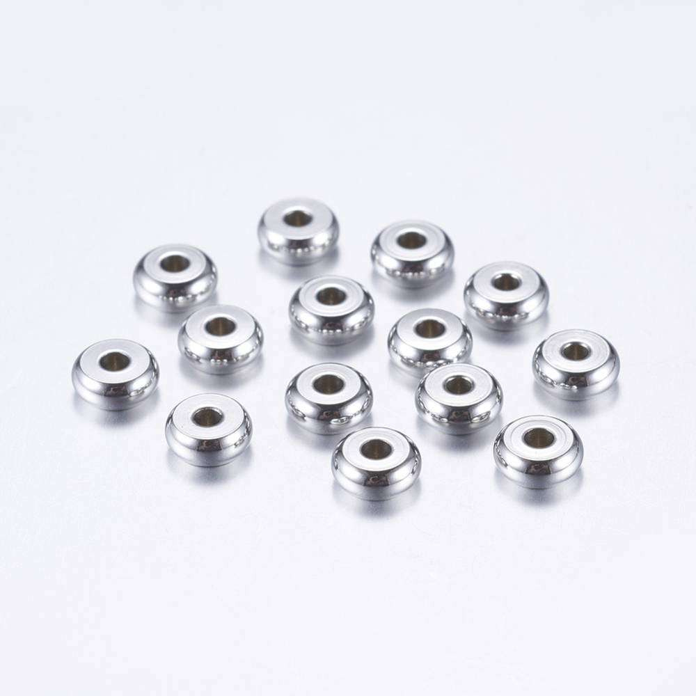 PandaHall 304 Stainless Steel Bead Spacers, Flat Round, Stainless Steel Color, 5x2mm, Hole: 1.5mm Stainless Steel Flat Round