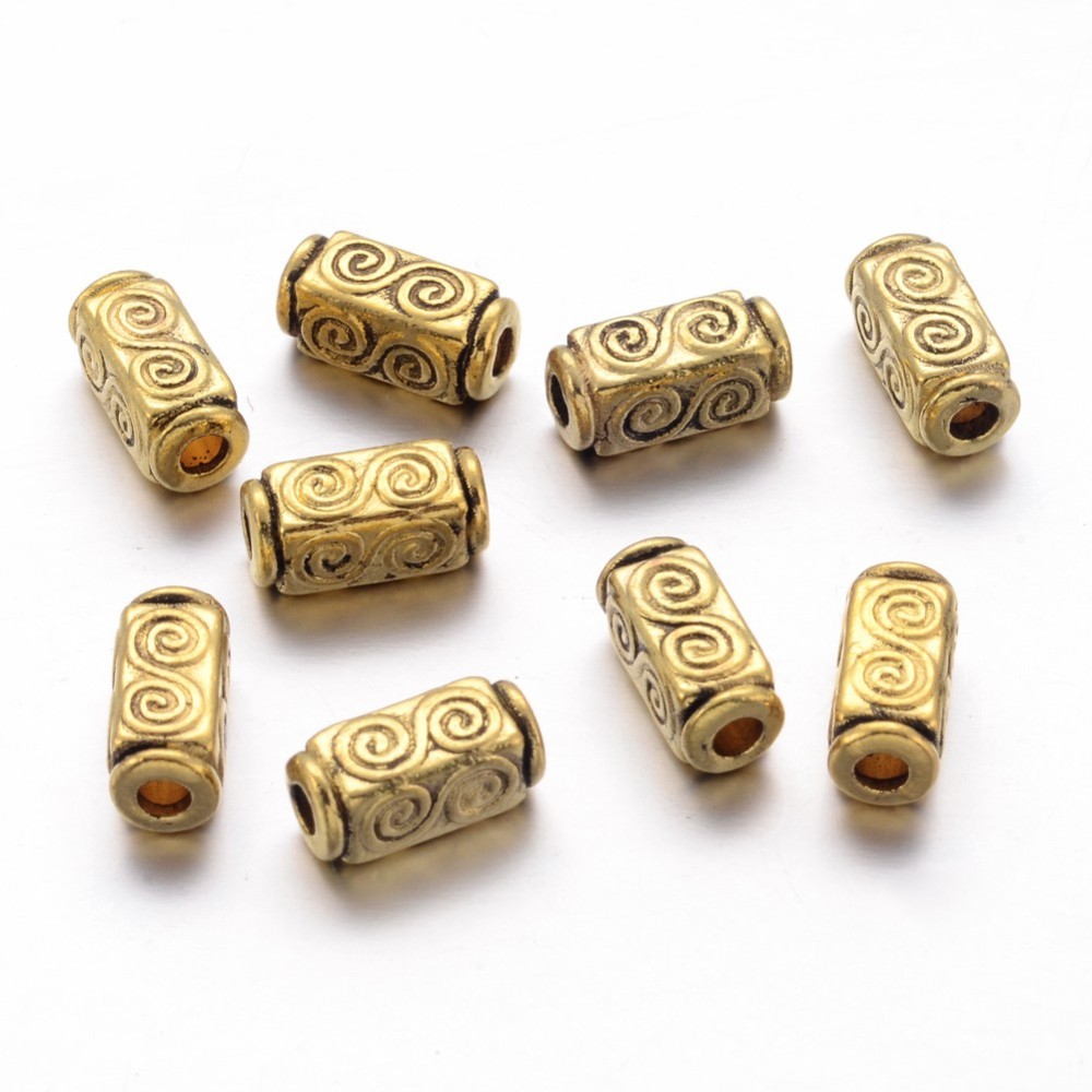 PandaHall Tibetan Style Beads, Zinc Alloy Beads, Antique Golden Color, Lead Free & Cadmium Free, Cuboid, Size: about 10.5mm long, 5mm wide...